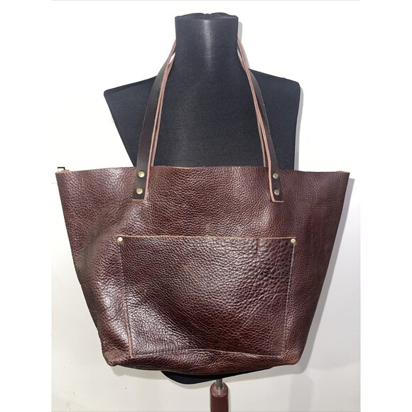 Portland Leather Goods Large Handmade Brown Pebbled Leather